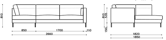 Covo hjørnesofa med åpen ende høyre - Meadow Home